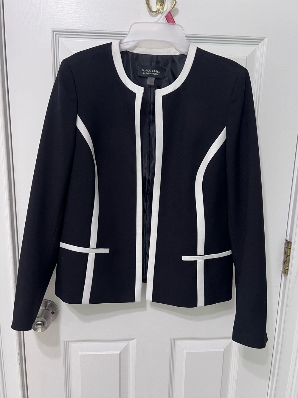Evan Picone Black Jacket with White Trim